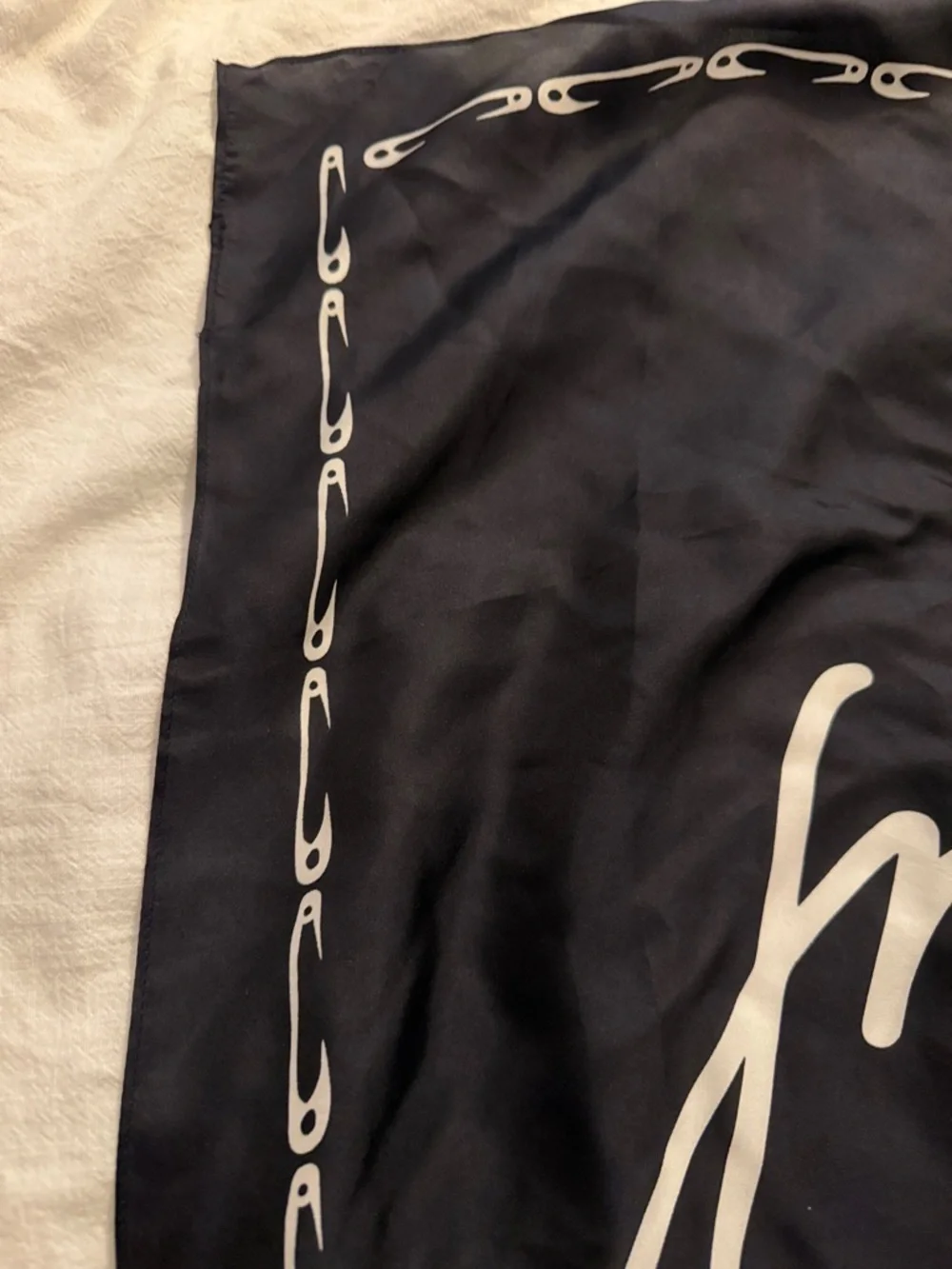 Karl Lagerfeld Paris Silk Safety Pins Black & White Square Scarf